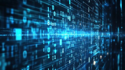 Obraz premium binary code floating in the air, symbolizing data transfer and technology in a high-tech environment