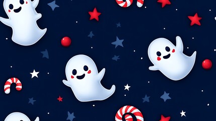 Cheerful Ghosts and Candy Canes for Halloween