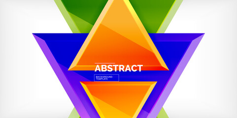 Abstract background - colorful triangles with 3d effect. Vector Illustration For Wallpaper, Banner, Background, Card, Book Illustration, landing page