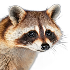 Fototapeta premium Closeup portrait of a curious raccoon with transparent background