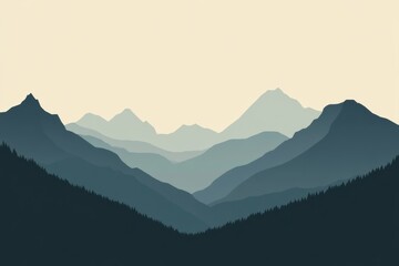 Fototapeta premium The silhouette of a mountain range rises against a muted sky, inspiring a sense of adventure and the allure of exploration. Generative AI