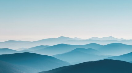 Serene Mountain Landscape in Soft Blue Tones