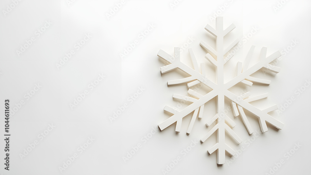 Aufkleber Snowflake cutout on a minimalist background with surrounding blank space creates a clean and simple visual design element.
