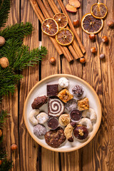 Various types of typical Czech christmas cookies