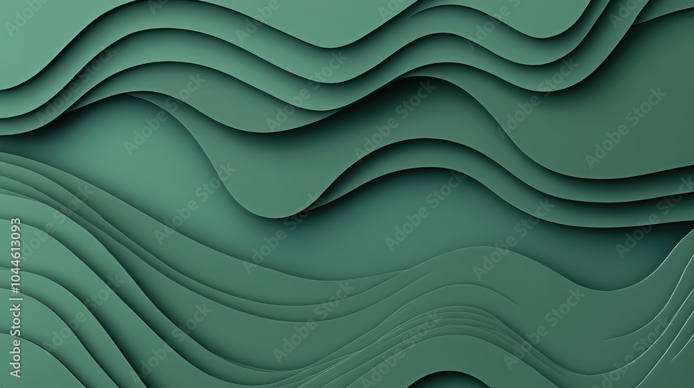 Poster abstract green wave pattern design for background use