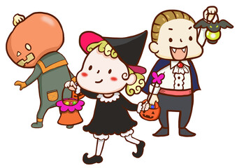 ハロウィンを楽しむ子供たち