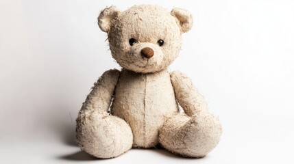 Obraz premium Enjoy a nostalgic journey with this vintage teddy bear Isolated on a white background this classic plush toy radiates timeless charm ideal for sentimental decor and designs