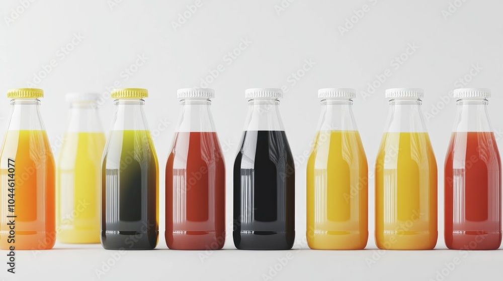 Poster juice bottle mock up featuring bottles with empty labels