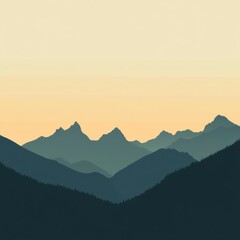 Obraz premium The silhouette of a mountain range rises against a soft dusk sky, inviting adventure seekers to explore its serene landscapes. Generative AI