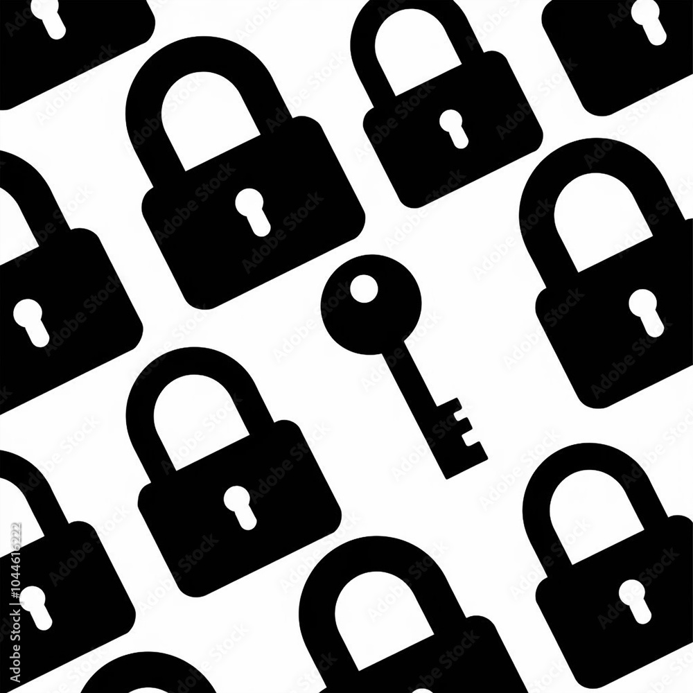 Aufkleber a collection of simple black and white line drawings of keys locks and a house with a keyhole design