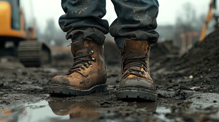 Muddy Boots on Construction Site