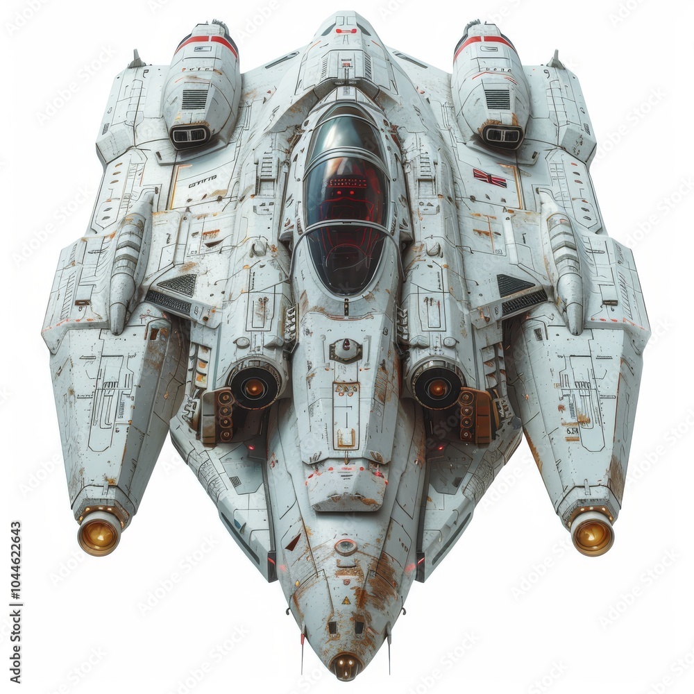 Poster ultra realistic 3d spaceship icon style render