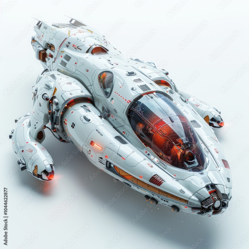 Poster ultra realistic 3d spaceship icon render
