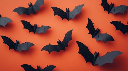 Bird s eye view of festive Halloween decor featuring plastic bats perfect for parties and invitations
