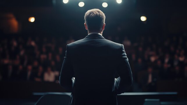 Business leader delivering an emotional acceptance speech