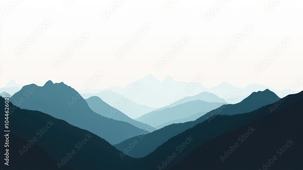 Poster the mountain range silhouette showcases clean edges in a muted palette, evoking a sense of adventure