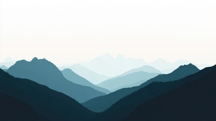 Fototapeta premium The mountain range silhouette showcases clean edges in a muted palette, evoking a sense of adventure and peaceful exploration. Generative AI