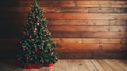 Festive Christmas backdrop featuring a fir tree