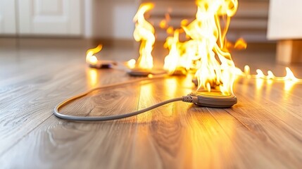 Electrical surge protector outlet fire caused by overheating extension cord ignition hazard