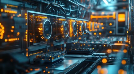 Fototapeta premium Futuristic Technology Server Room