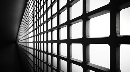 A minimalist black-and-white grid background with subtle shadows, offering a clean and structured layout, perfect for business or architectural designs.