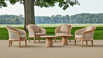 Obraz premium Cozy Outdoor Furniture Set in Serene Natural Landscape