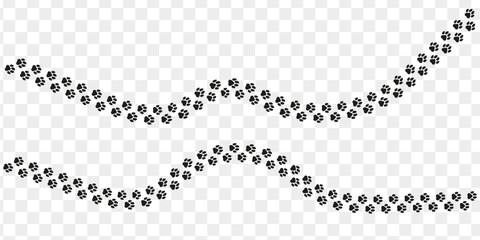 Pet footprint collection. Footpath vector set isolated on transparent background. Cat or dog paw print