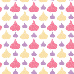 French meringue cookies seamless pattern. Doodle vector illustration