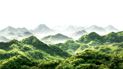 Stunning Mountain Landscape with Green Valleys and Snow-Capped Peaks – Pristine Wilderness Scenery for Nature Enthusiasts, Transparent Background