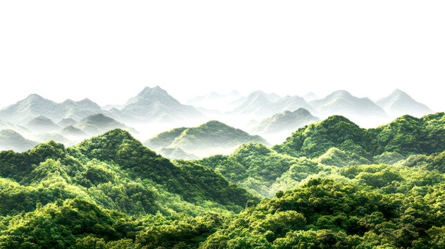 Stunning Mountain Landscape with Green Valleys and Snow-Capped Peaks – Pristine Wilderness Scenery for Nature Enthusiasts, Transparent Background