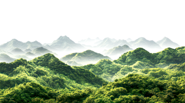 Stunning Mountain Landscape with Green Valleys and Snow-Capped Peaks – Pristine Wilderness Scenery for Nature Enthusiasts, Transparent Background