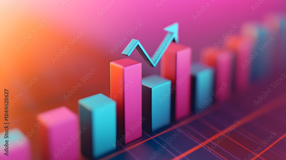Poster revenue forecast graph with arrow upward