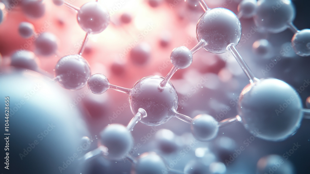Poster futuristic molecular structure 3d render with abstract atomic connections