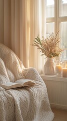 Simple pleasures personal Cozy Corner for Relaxation with a Book and Candles