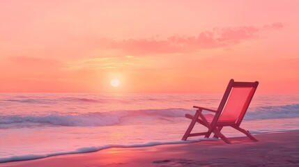 Simple pleasures personal Serene Beach Chair at Sunset by the Ocean