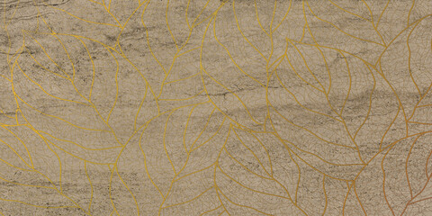 Luxury golden leaves texture and natural concrete marble texture background.	