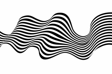 Abstract wave background, black and white wavy stripes or lines design. Optical art. Eps 10