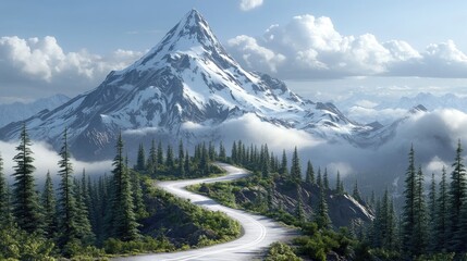 Obraz premium Majestic Mountain Landscape with Winding Road
