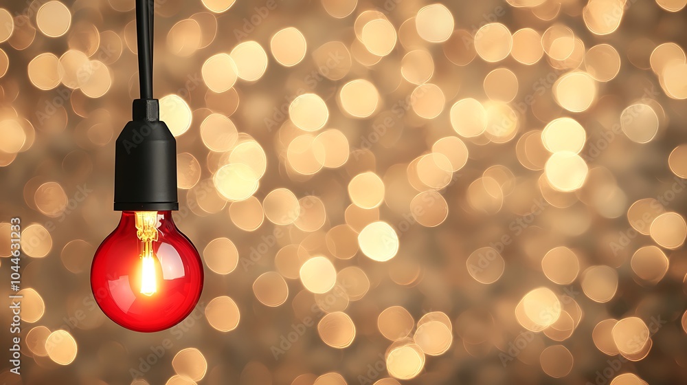 Poster captivating red bulb against a sparkling golden background a perfect blend of warmth and elegance fo