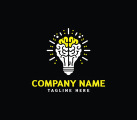 Brain bulb logo design. Modern brain bulb logo, Intelligence Logo, Creative idea logo design. Vector