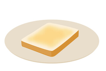 お皿にのせたトーストのベクターイラスト