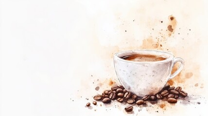 Obraz premium Artistic set of vector coffee beans and coffee cup drinks isolated on white background,hand-drawn vector,hot coffee drinks,cafe shop,modern flat design,Fashionable and cute coffee motif concept.