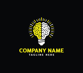 Brain bulb logo design. Modern brain bulb logo, Intelligence Logo, Creative idea logo design. Vector