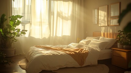 Simple pleasures personal Morning Stretch in a Serene Bedroom Setting