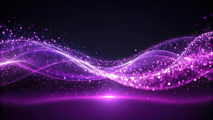 Fototapeta premium Symmetrical abstract purple glowing particles flowing in a wave pattern against a dark background