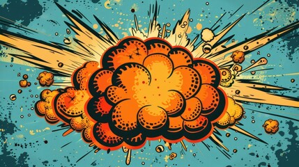 Vibrant comic book style poof explosion background for dynamic visual effects and designs