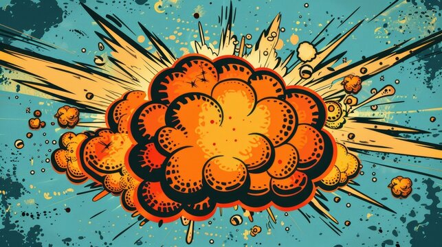 Vibrant comic book style poof explosion background for dynamic visual effects and designs