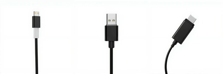USB charging cables, white isolate background