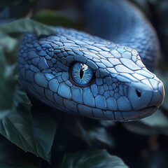 Close up of a blue-eyed serpent
