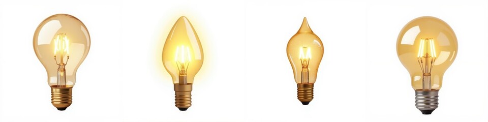 Various light bulbs, white isolate background